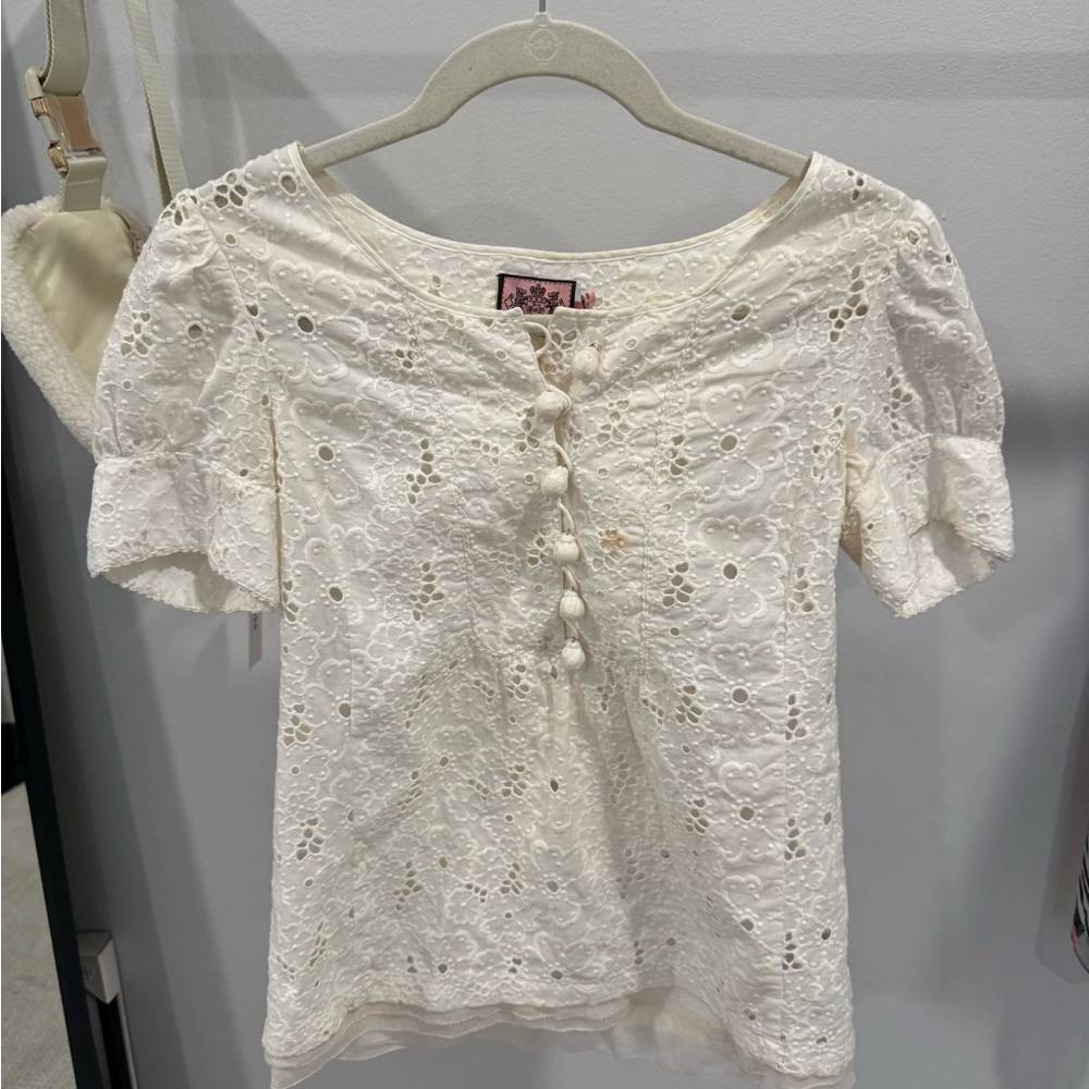 Juicy Couture Cream Puff Sleeve Blouse